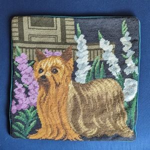 Handcrafted Yorkshire Terrier Needlepoint Pillow Cover